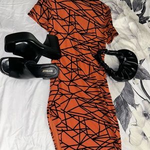 Orange and Black Long Dress